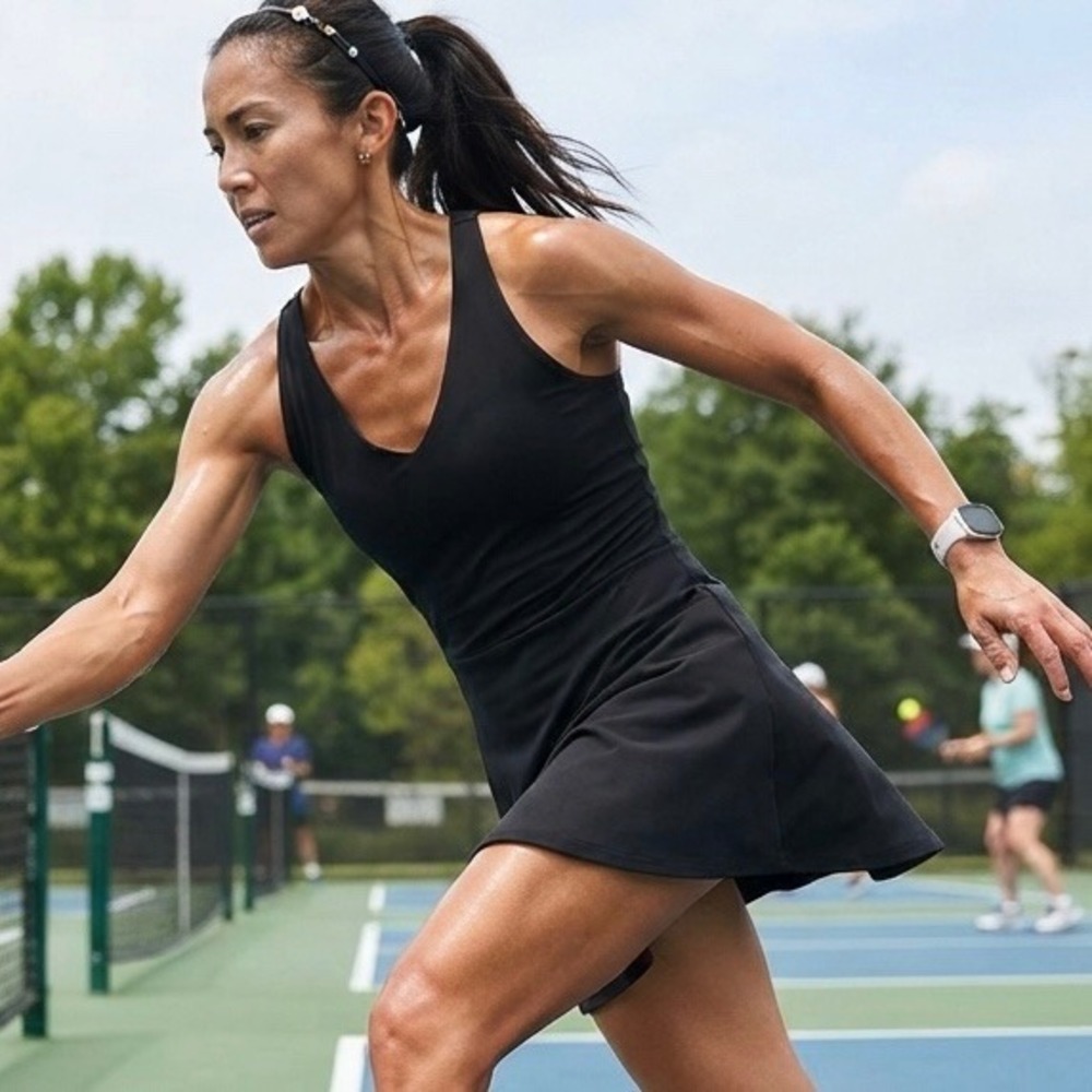 Gap Fit Womens Black Active Dress Built-In Shorts V-Neck Racerback XS